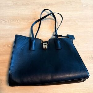 H&M Black Leather Tote Bag